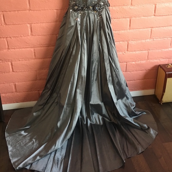 Slate grey two-in-one evening gown - Picture 4 of 4